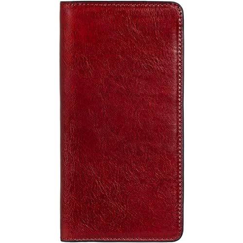 Time Resistance Rot Leder Anzug Geldbörse – Vollnarbenleder Geldbeutel hergestellt in Italien – Schlankes Portemonnaie – 100% Leder Brusttasche – Hohes Billfold-Kartenetui – Slim Suit Wallet von Time Resistance