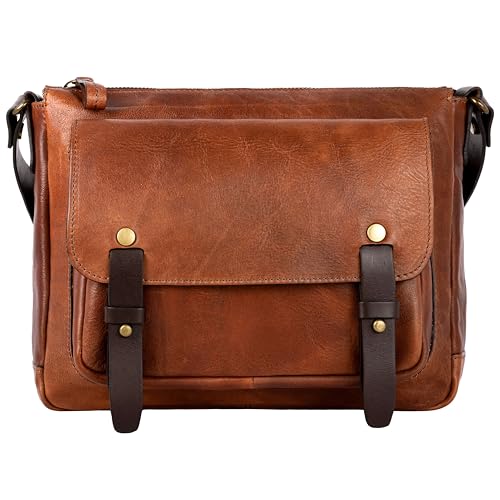 Time Resistance Schultertasche aus Leder Herren - Messenger Bags - Umhängetasche Herren - Business Ledertasche - Herren Tasche von Time Resistance