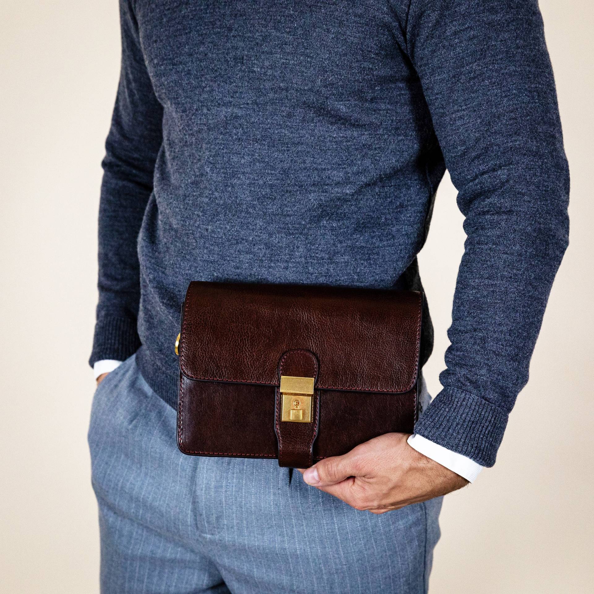 Herren Leder Organizer, Braune Kupplung Für Männer, Echtes Handgelenk Tasche, Geldbörse, Jubiläumsgeschenk Ihn von TimeResistance