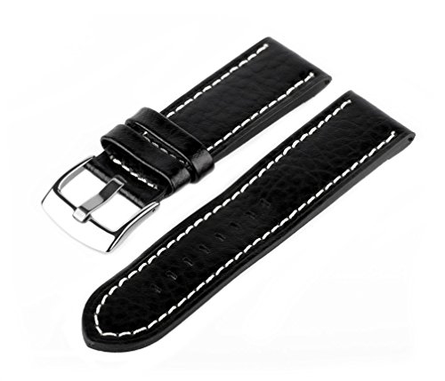 TimeStore24.org Uhren Lederarmband Schwarz 24 mm Uhrenarmband Uhrband Uhrenbänder Schwarz XXL MX20 von TimeStore24.org