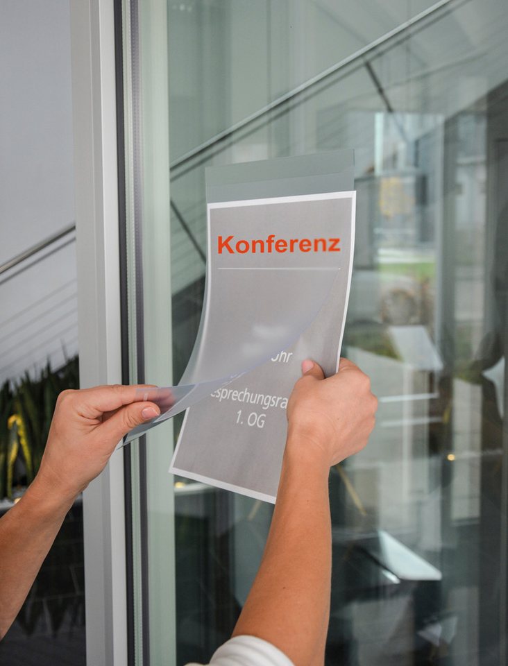 TimeTEX Dokumententasche Aushang-Einstecktaschen A4 hochkant, selbsthaftend, 2 Stk. (2-tlg) von TimeTEX