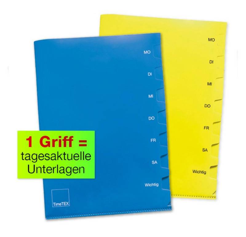 TimeTEX Dokumententasche Wochentags-Mappe A4-Plus, 2 Stk., 7 Unterteilungen (2-tlg) von TimeTEX