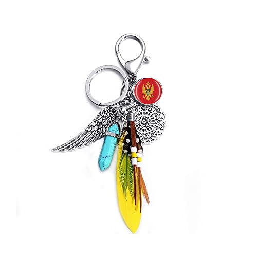 Schlüsselanhänger mit Montenegro-Flagge, Rucksack, Schlüsselanhänger, Geschenktüte, Dekoration, Reise-Souvenir, Geschenk, Montenegro, 5X11 CM von Timefly