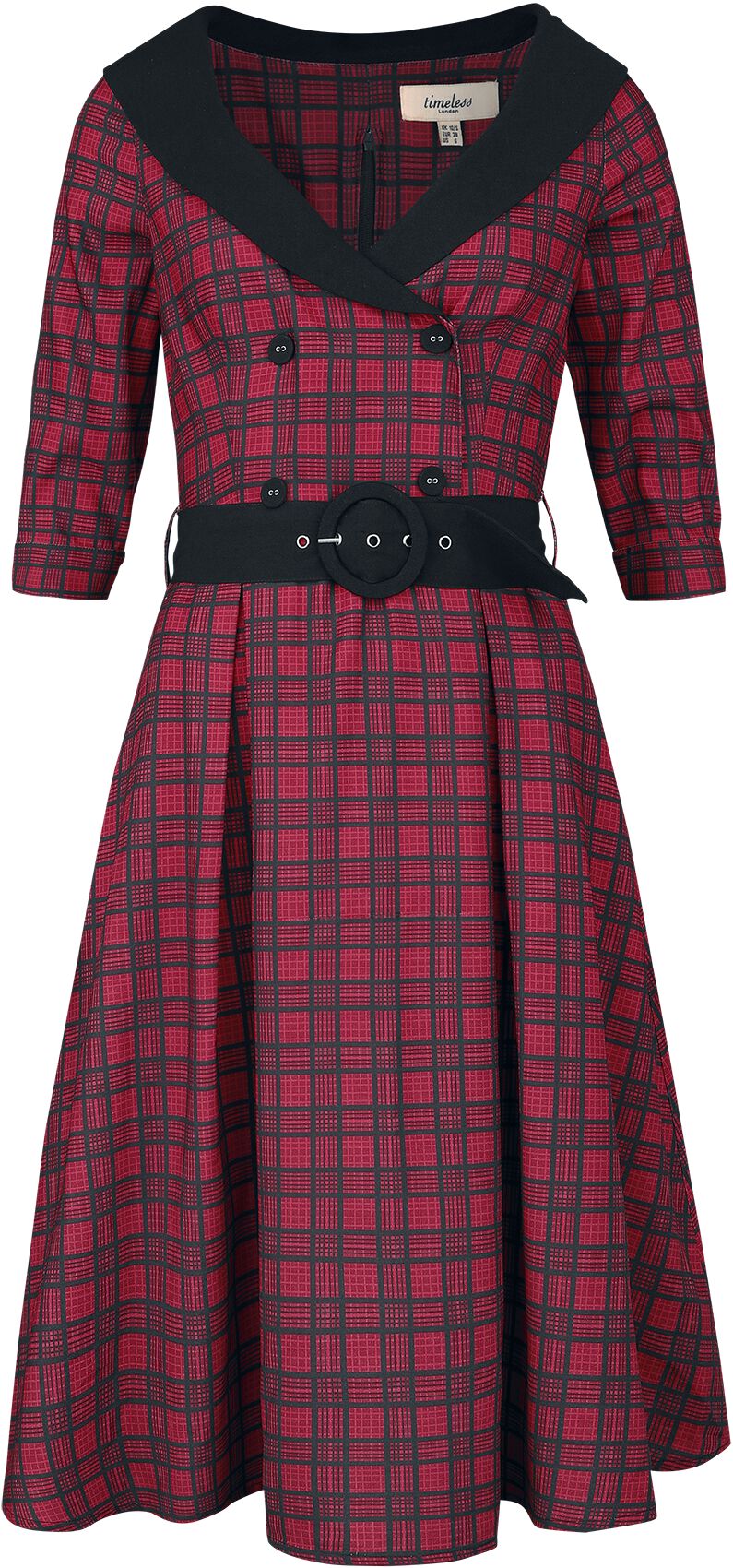 Timeless London - Rockabilly Kleid knielang - Raakel RC Dress - XS bis L - für Damen - Größe M - schwarz/rot von Timeless London