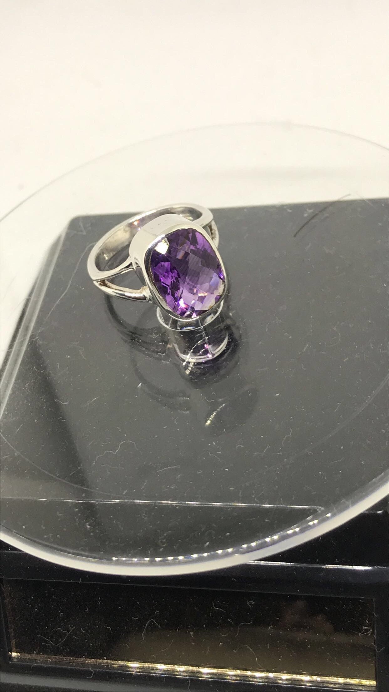 Amethyst Im Schachbrettschliff - Sterling Silber Ring | Größe 7.75 von TimelessJewells