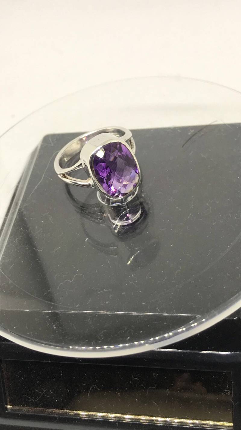 Amethyst Im Schachbrettschliff - Sterling Silber Ring | Größe 7.75 von TimelessJewells
