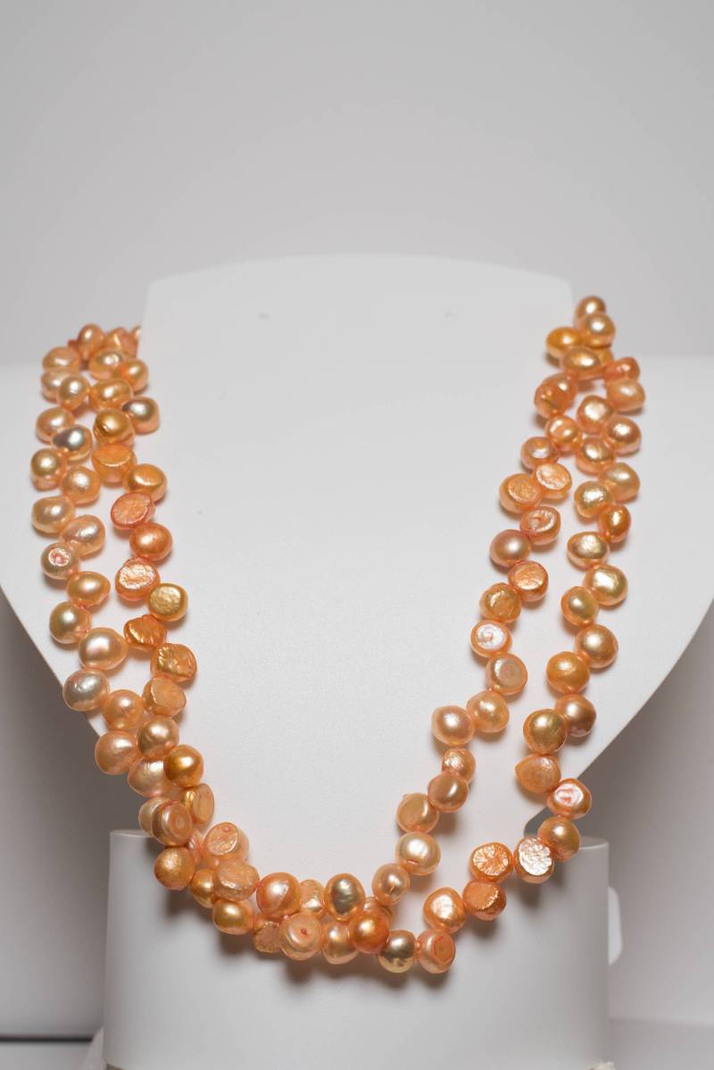 Handgemachte Doppelte Pfirsich Perle 10 Mm Halskette von TimelessJewells