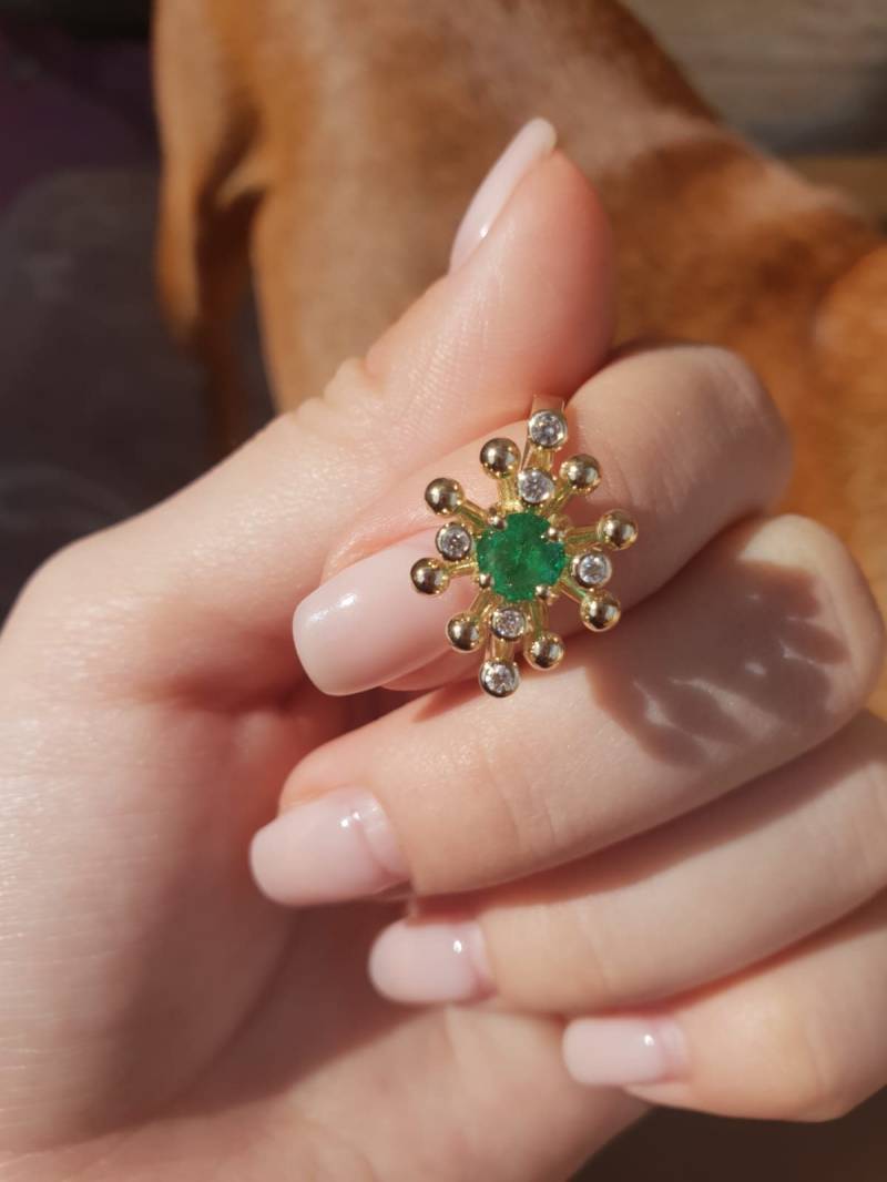 14K Gold Smaragd Ring 1 Karat Natürlicher Diamant Akzent Verlobungsring von TimelessJewelryStudi