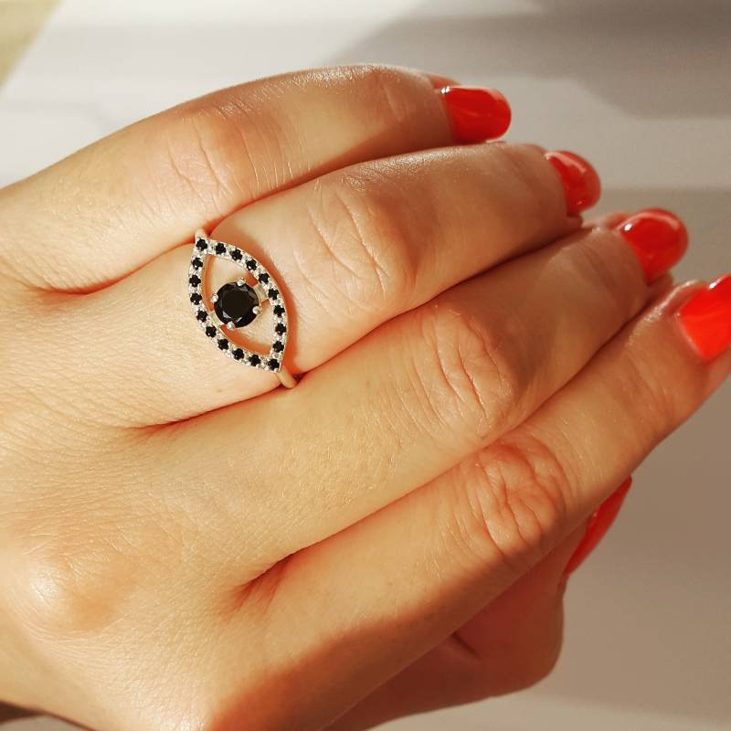 Evil Eye Ring Minimalist Sterling Silber Zirkon Ring Evil Eye Ring Minimalist Sterling Silber Zirkon Ring von TimelessJewelryStudi