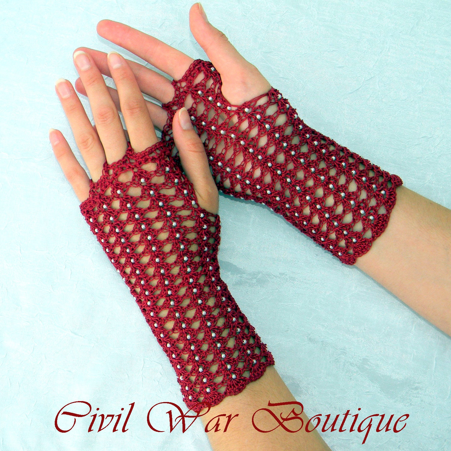 1800 Bürgerkrieg Victorian Burgund Handgefertigte Handschuhe Perlen 100% Baumwolle Neu 1800 Bürgerkrieg Victorian Burgund Handgefertigte Handschuhe Perlen 100% Baumwolle Neu von TimelessTreasuresB