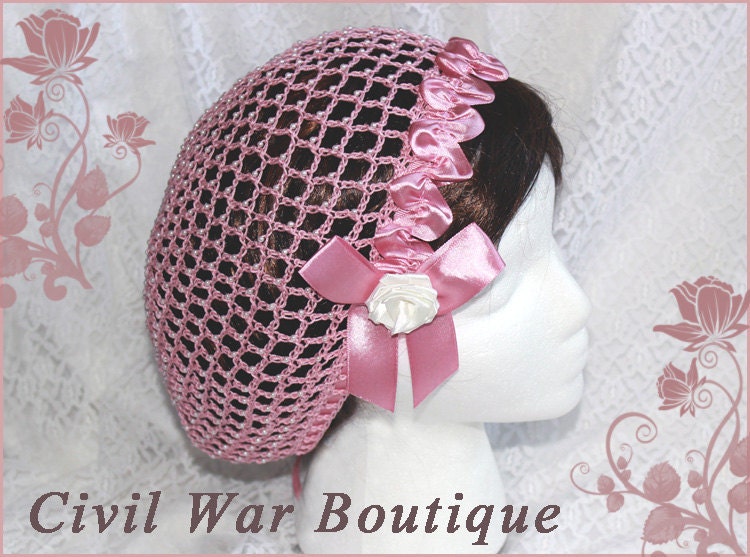 1800's Burgkrieg Viktorian Braut Hochzeit Dusty Rose Pink Mit Perlen Und Rosen Haarnetz Snood Handmade 100% Baumwolle 1800's Burgkrieg Viktorian Braut Hochzeit Dusty Rose Pink Mit Perlen Und Rosen Haarnetz Snood Handmade 100% Baumwolle von TimelessTreasuresB