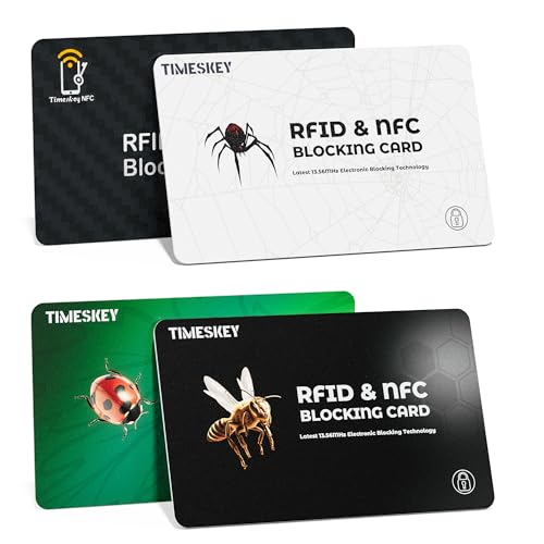 RFID Blocking Card Credit Card Protectors NFC Contactless Cards Protection Blocking Cards Anti Rfid NFC Contactless Bank Debit Credit Card Protector ID ATM Guard Card, 4 Stück, modisch von Timeskey NFC