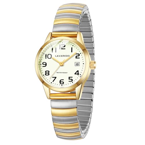 Timever Damen Armbanduhr Quarzuhr Analog mit Edelstahl Zugarmband,Datum,großen Ziffern Leicht ablesbares Zifferblatt,Geschenk für Frau und Freundin von Timever