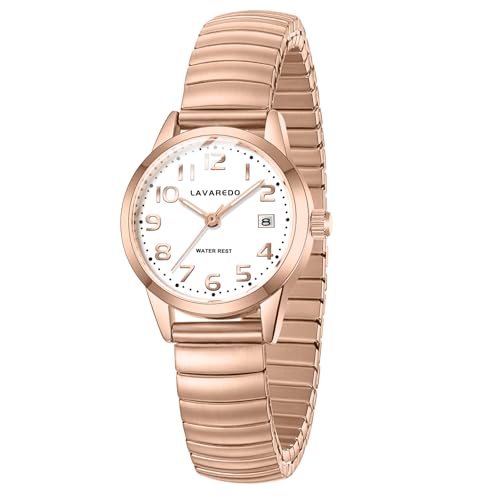 Timever Damen Armbanduhr Quarzuhr Analog mit Edelstahl Zugarmband,Datum,großen Ziffern Leicht ablesbares Zifferblatt,Geschenk für Frau und Freundin von Timever