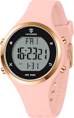 Timever Damen Armbanduhr mit Silikonband,Digitaluhr mit Alarm,Stoppuhr,Datum,Licht,Timer, Zwei Zonen,Schlummer Blackpink Timever Damen Armbanduhr mit Silikonband,Digitaluhr mit Alarm,Stoppuhr,Datum,Licht,Timer, Zwei Zonen,Schlummer Blackpink von Timever