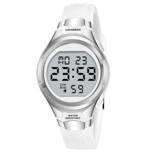Timever Damen Armbanduhr mit Silikonband,Digitaluhr mit Alarm,Stoppuhr,Datum,Licht L6662S von Timever