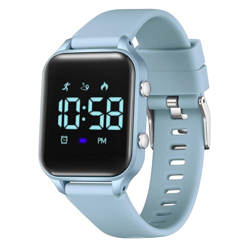 Timever Digitaluhr Kinder Mädchen Jungen mit Schrittzähler,Wecker,Stoppuhr, Licht,Datum-Sport Armbanduhr ohne App und Handy mit Silikonarmband L6615E von Timever