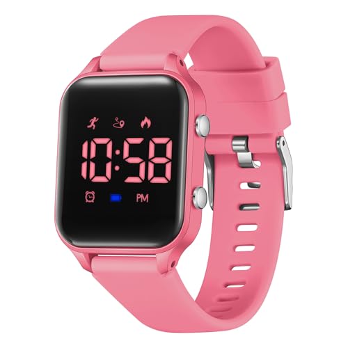 Timever Digitaluhr Kinder Mädchen Jungen mit Schrittzähler,Wecker,Stoppuhr, Licht,Datum-Sport Armbanduhr ohne App und Handy mit Silikonarmband L6615E von Timever