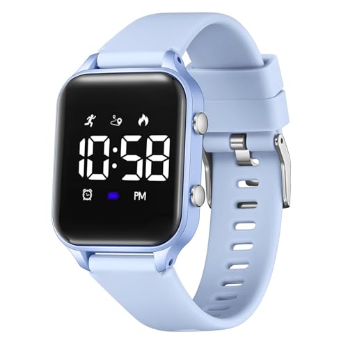 Timever Digitaluhr Kinder Mädchen Jungen mit Schrittzähler,Wecker,Stoppuhr, Licht,Datum-Sport Armbanduhr ohne App und Handy mit Silikonarmband L6615E von Timever