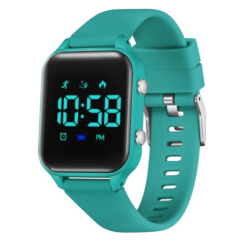 Timever Digitaluhr Kinder Mädchen Jungen mit Schrittzähler,Wecker,Stoppuhr, Licht,Datum-Sport Armbanduhr ohne App und Handy mit Silikonarmband L6615E von Timever