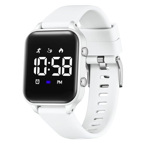 Timever Digitaluhr Kinder Mädchen Jungen mit Schrittzähler,Wecker,Stoppuhr, Licht,Datum-Sport Armbanduhr ohne App und Handy mit Silikonarmband L6615E von Timever