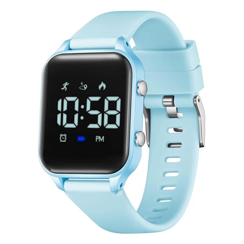 Timever Digitaluhr Kinder Mädchen Jungen mit Schrittzähler,Wecker,Stoppuhr, Licht,Datum-Sport Armbanduhr ohne App und Handy mit Silikonarmband von Timever