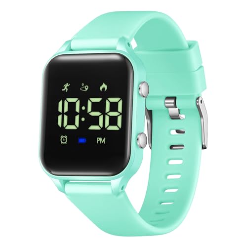 Timever Digitaluhr Kinder Mädchen Jungen mit Schrittzähler,Wecker,Stoppuhr, Licht,Datum-Sport Armbanduhr ohne App und Handy mit Silikonarmband von Timever