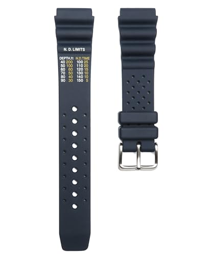 Timewheel 20 mm weiches Gummi-Uhrenarmband, kompatibel mit vielen Citizen Aqualand Promaster Taucheruhren (Tiefenmessung, ND-Limit, gedruckt in Füßen) (schwarz) von Timewheel