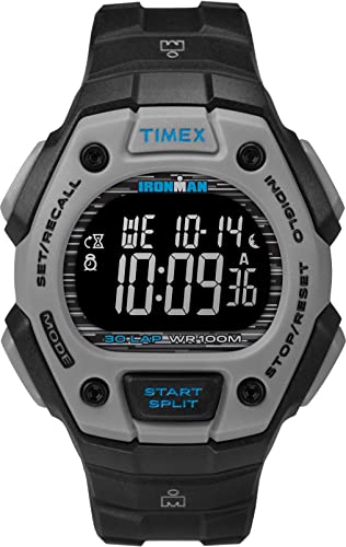 Timex Herren Ironman Classic 30-38mm Uhr - Schwarzes & Graues Gehäuse mit Negativem Display und Schwarzem Harzarmband TW2U30200 von Timex