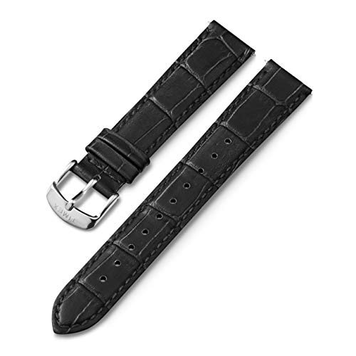 Timex 18mm Genuine Leather Quick-Release Strap Black Croco with Silver-Tone Buckle von Timex
