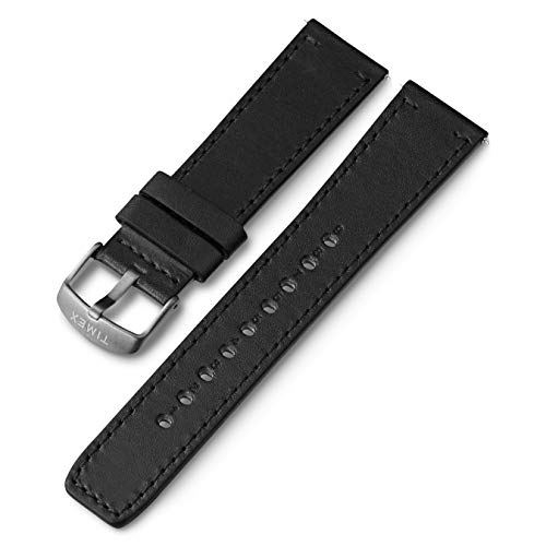 Timex 22mm Genuine Leather Quick-Release Strap – Black with Silver-Tone Buckle Timex 22mm Genuine Leather Quick-Release Strap – Black with Silver-Tone Buckle von timex