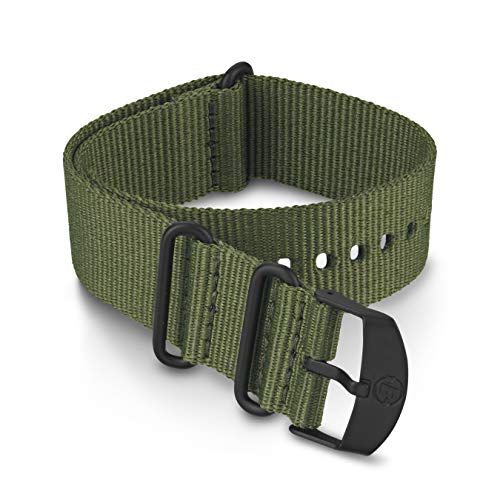 Timex 22mm Stoff Doppelschicht Slip-Thru Strap - Schwarz mit schwarzer Schnalle, grün/schwarz, Gurt von Timex