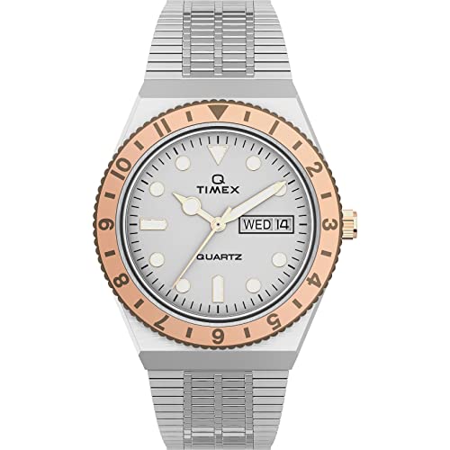 Timex 36 mm Q Stainless Steel Rose Gold Two-Tone Case Two-Tone/Silver/Silver One Size von Timex