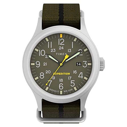 Timex 40 mm Expedition Fabric Strap Watch Silver/Green/Green Stripe One Size von Timex