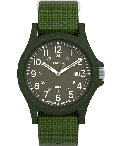Timex Trend Herren-Armbanduhr, 40 mm, grünes, umweltfreundliches, einlagiges Armband, grünes Zifferblatt, grünes Gehäuse TW2V96000 von Timex