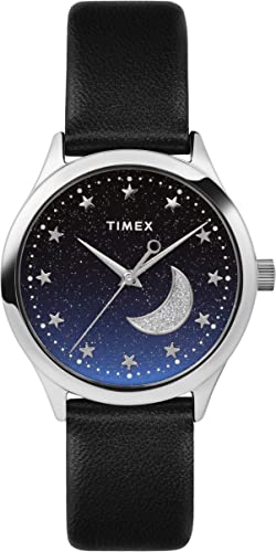Timex Classic Damen 32mm Back Lederband Glitzer-Zifferblatt Armbanduhr TW2V49200 von Timex