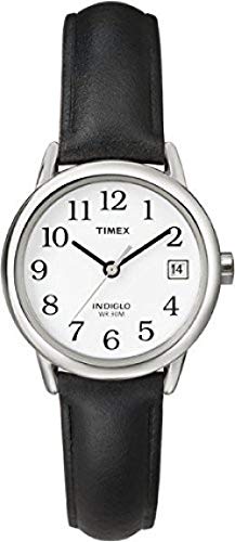 Timex Easy Reader Damen-Armbanduhr, 25 mm, schwarzes Lederarmband, Datumsfenster, Quarz-Armbanduhr, T2H331 von Timex