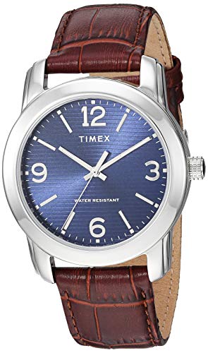 Timex Men's TW2R86600 Basics 39mm Black/Silver-Tone Croco Pattern Leather Strap Watch von Timex