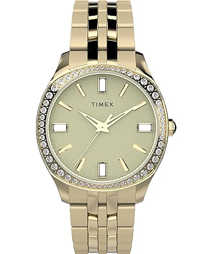 Timex Trend Damen-Armbanduhr, 36 mm, goldfarbenes Edelstahlarmband, goldfarbenes Zifferblatt, goldfarbenes Gehäuse TW2W17600 von Timex