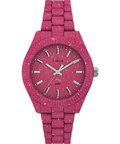 Timex Trend Damen-Armbanduhr, 37 mm, rosa umweltfreundliches Armband, rosa Zifferblatt, rosa Gehäuse TW2V77200 von Timex