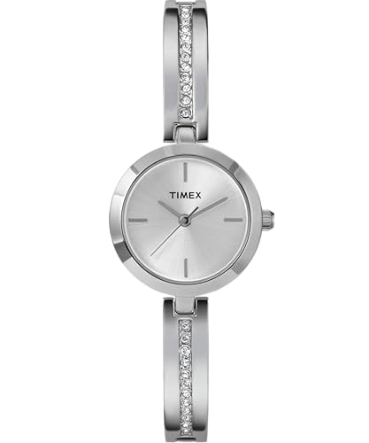 Timex Main Street Damen-Armbanduhr, 25 mm, Armband aus silberfarbener Legierung, silberfarbenes Zifferblatt, silberfarbenes Gehäuse TW2W96100 von Timex