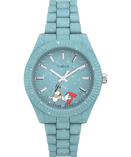 Timex Peanuts Damen-Armbanduhr, 37 mm, blaues Armband, blaues Zifferblatt, blaues Gehäuse TW2V53200 von Timex