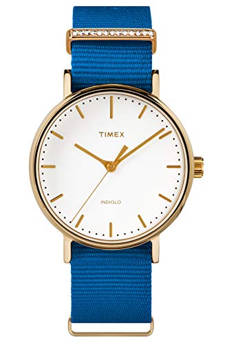 Timex Damen Analog Quarz Uhr mit Stoff Armband TW2R49300VQ von Timex