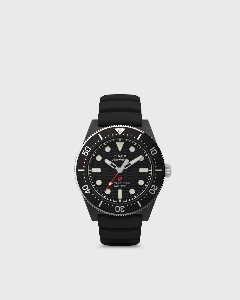 Timex Deep Water Reef 200 Composite Black Dial Black Rubber Strap 43mm case men Watches black in Größe:ONE SIZE von Timex