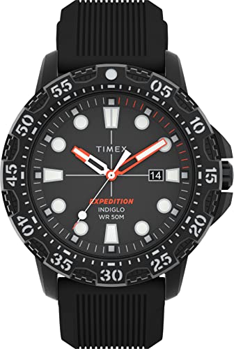 Timex Expedition Gallatin 44mm Sportuhr, schwarzes Zifferblatt, schwarzes Silikonarmband, TW4B25500 von Timex