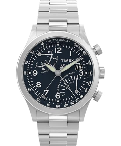 Timex Waterbury Herren-Armbanduhr, 43 mm, Edelstahlarmband, blaues Zifferblatt, Edelstahlgehäuse TW2Y29800 von Timex