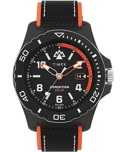 Timex Herren-Armbanduhr Expedition North, 46 mm, schwarzes, umweltfreundliches, zweiteiliges Armband mit Schnellverschluss, schwarzes Zifferblatt, schwarzes Gehäuse TW2V66100 von Timex