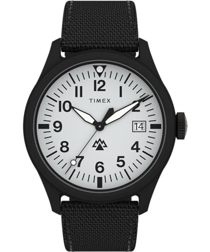 Timex Herren-Armbanduhr Expedition North, 43 mm, schwarzes, umweltfreundliches, zweiteiliges Armband mit Schnellverschluss, graues Zifferblatt, schwarzes Gehäuse TW2W34700 von Timex