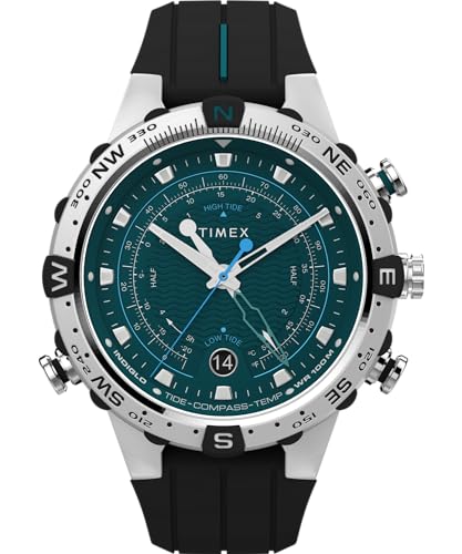 Timex Herren-Armbanduhr Expedition North, 45 mm, schwarzes, zweiteiliges Silikonarmband mit Schnellverschluss, grünes Zifferblatt, Edelstahlgehäuse TW2W24200 von Timex