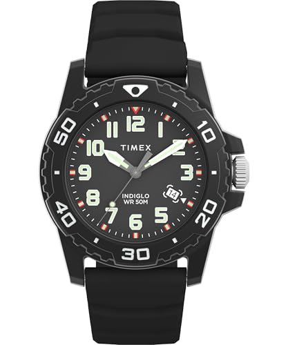 Timex Main Street Herren-Armbanduhr, 42 mm, schwarzes Silikonarmband, schwarzes Zifferblatt, schwarzes Gehäuse TW5M61200 Timex Main Street Herren-Armbanduhr, 42 mm, schwarzes Silikonarmband, schwarzes Zifferblatt, schwarzes Gehäuse TW5M61200 von Timex